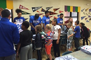 Student athletes at Eastside Elementary School for International Literacy Day | Presbyterian College Clinton SC
