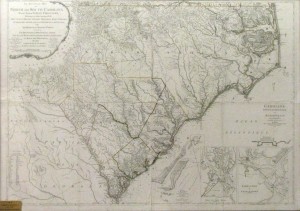 Mouzon's 1777 map of the Carolinas Note three inset maps in this 2nd edition ~click image to enlarge~