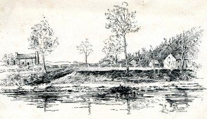 Jackson's Mill, West Fork River, West Virginia, A.L. Arthur, pen & ink reproduction, c. 1835