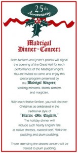 25th Anniversary Madrigal Dinner-Concert Program 