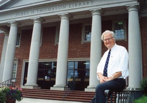 Dr. Lennart Pearson outside Thomason Library on the Presbyterian College campus