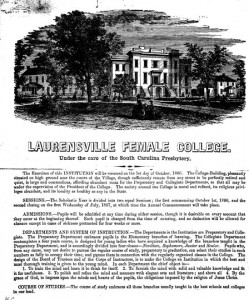 Laurensville Female College located in Laurens, South Carolina