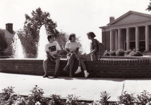 Relaxing by the fountain, c. 1990