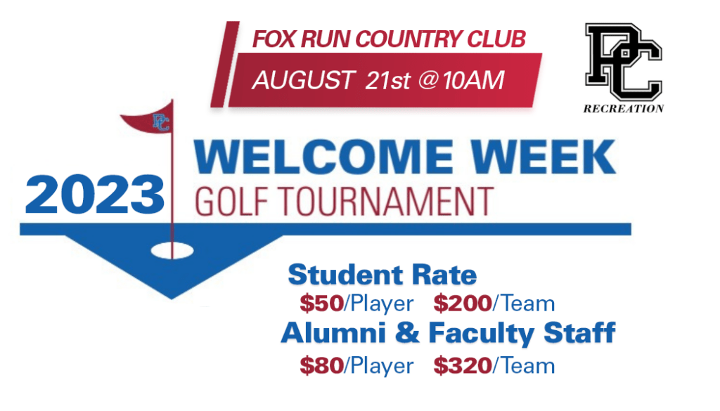 2023 Welcome Week Golf Tournament August 21st at 10am