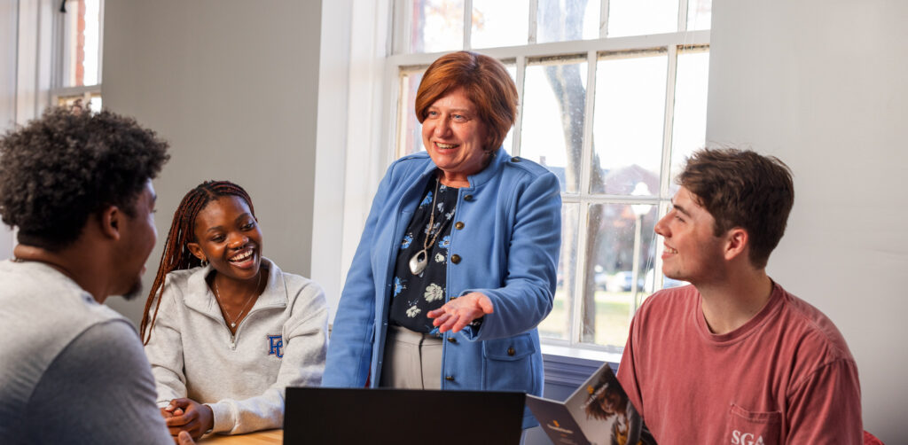 Presbyterian College students with Director Kim Lane at Presbyterian College Career and Professional Development Center.