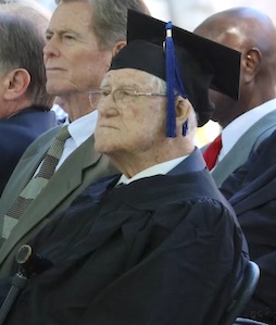 Jerry Smith '50 got to walk across the stage for commencement after graduating from Presbyterian College nearly 75 years ago.
