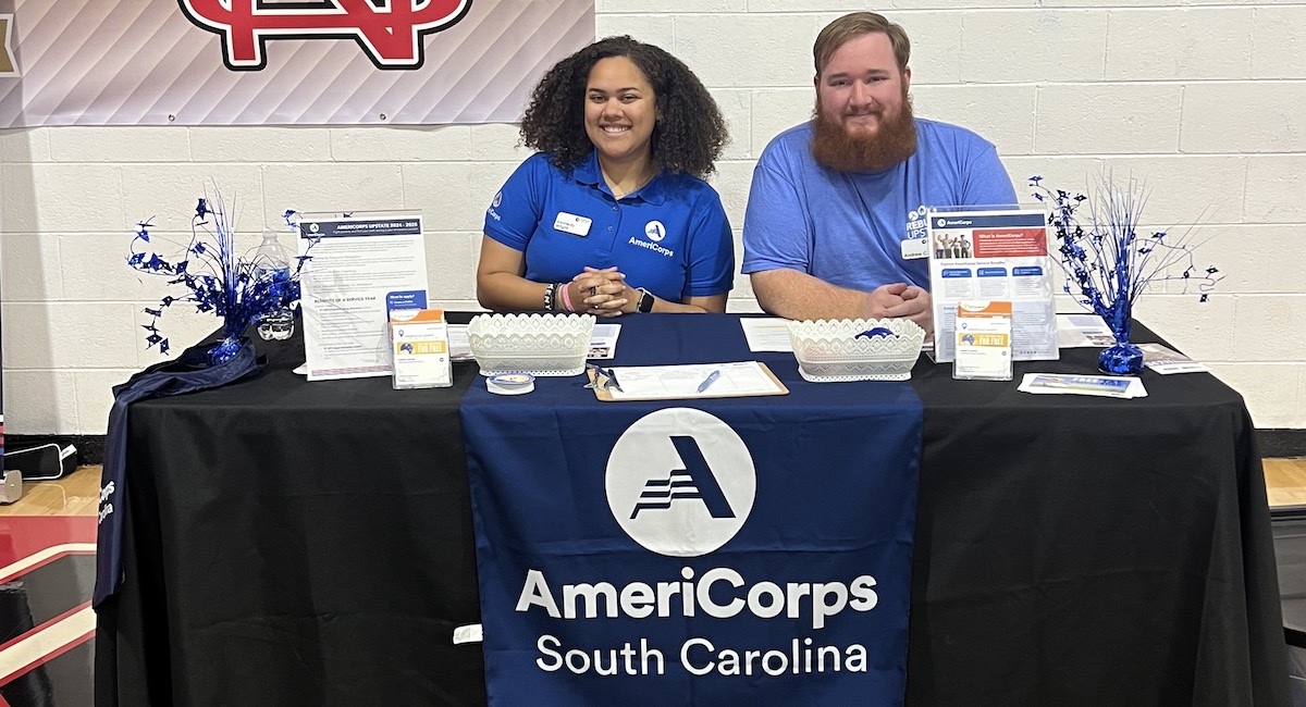 Kennedy Wright (left) served for a year with AmeriCorps following her 2023 graduation from Presbyterian College.