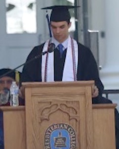 William Patrick Johnson of Lexington addressed classmates at Presbyterian College's 141st commencement.