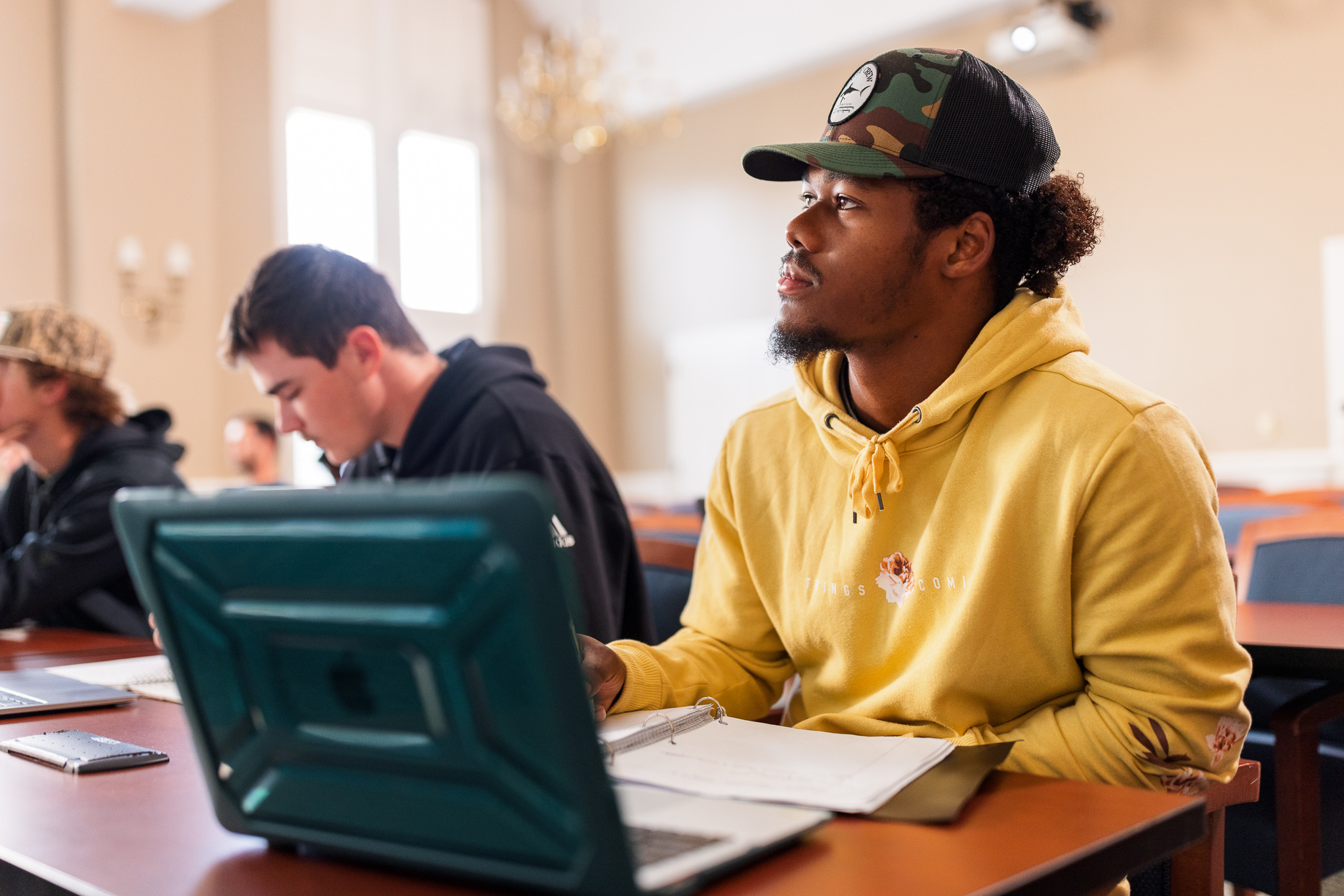 Student at sitting in class at Presbyterian College