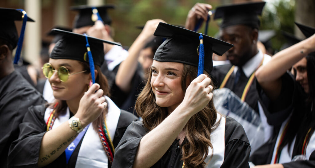 Turning their tassels from right to left, the Presbyterian College Class of 2025 enter into the ranks of PC alumni.