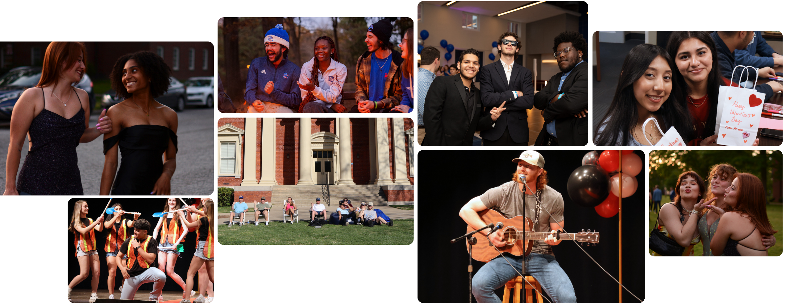 A collage of campus life at PC.