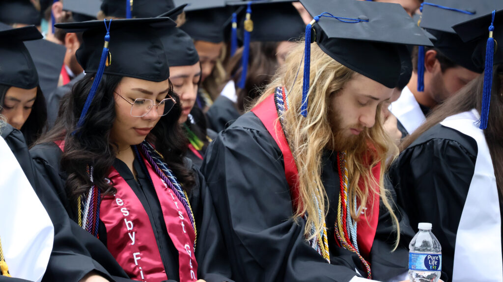Presbyterian College graduates Gabby Brinez-Pardo and Patrick Buchanan.