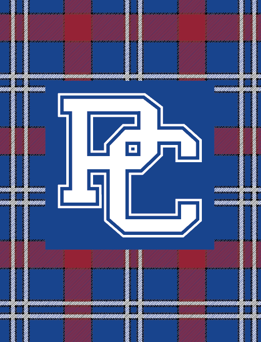 Correct placement of the block PC on a patterned or busy background (White block PC with a solid blue box behind it over the tartan in the background)