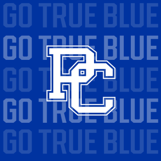 Profile Photo graphic - blue background with faded text saying "Go True Blue" and the PC logo in the middle