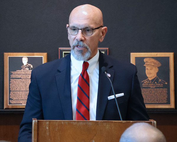 Col. (Ret.) Grant C. Jaquith, Presbyterian College Class of 1979, at his induction into the PC ROTC Hall of Fame.