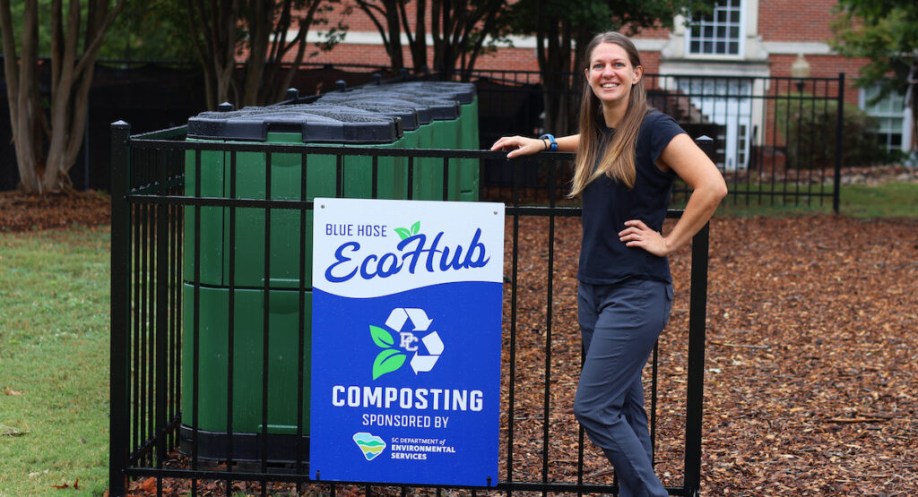 Assistant professor of biology at Presbyterian College, Dr. Sabrina Moore, at the college's new Eco Hub.
