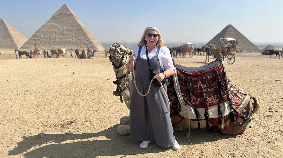 Jessica Jetton '99 in Egypt as the director of donor engagement for Help the Persecuted, an organization the aids oppressed Christians in the Middle East.