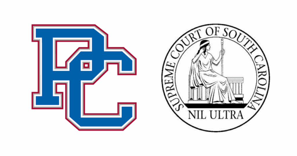 Logos for Presbyterian College and the Supreme Court of South Carolina.