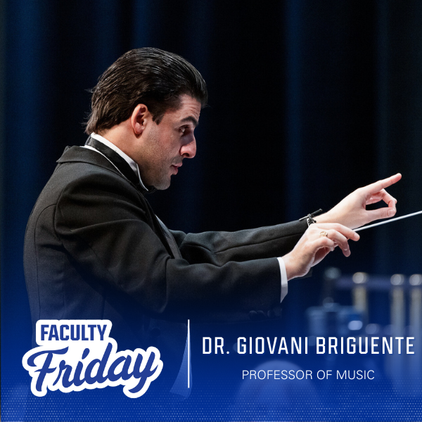 Music professor Dr. Giovani Briguente for Faculty Friday.