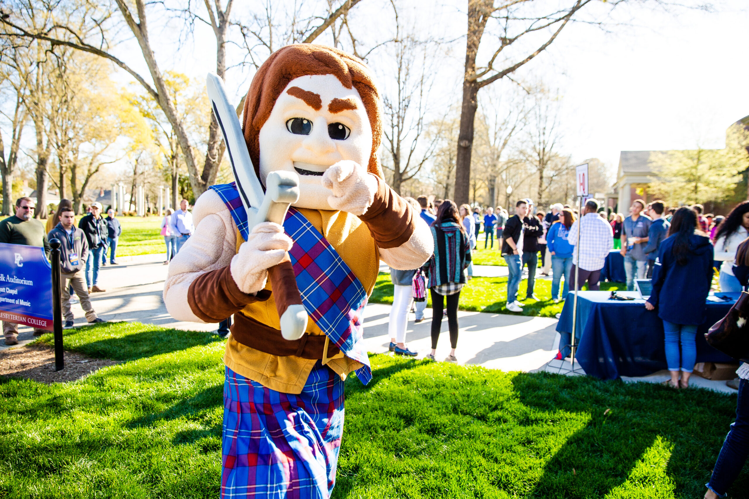 Photo of Presbyterian College's mascot, Scotty the Scotsman.