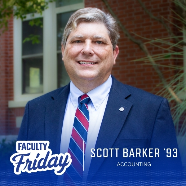Assistant professor of accounting Scott Barker '93 for Faculty Friday.