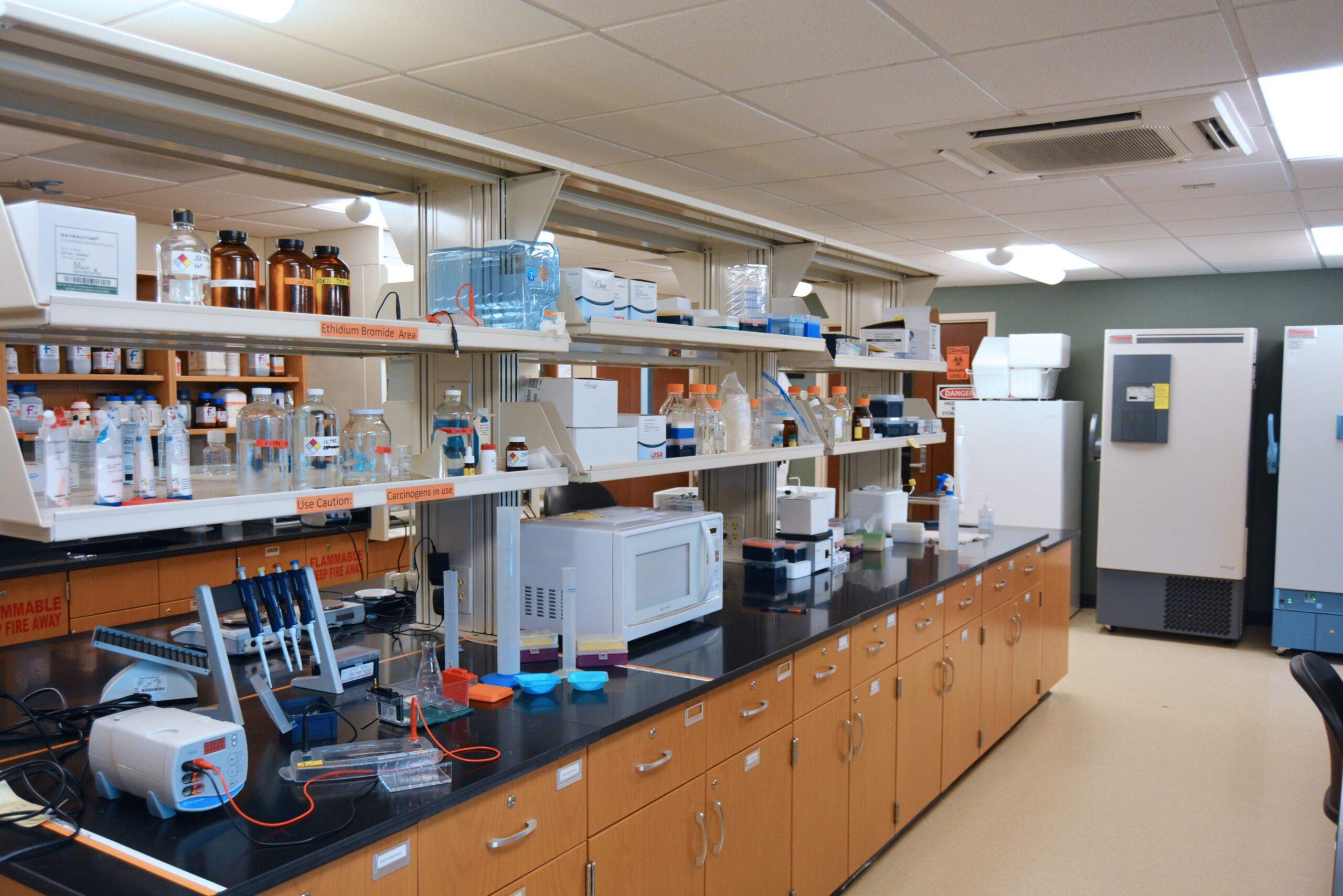 Picture of lab equipment and medicines.