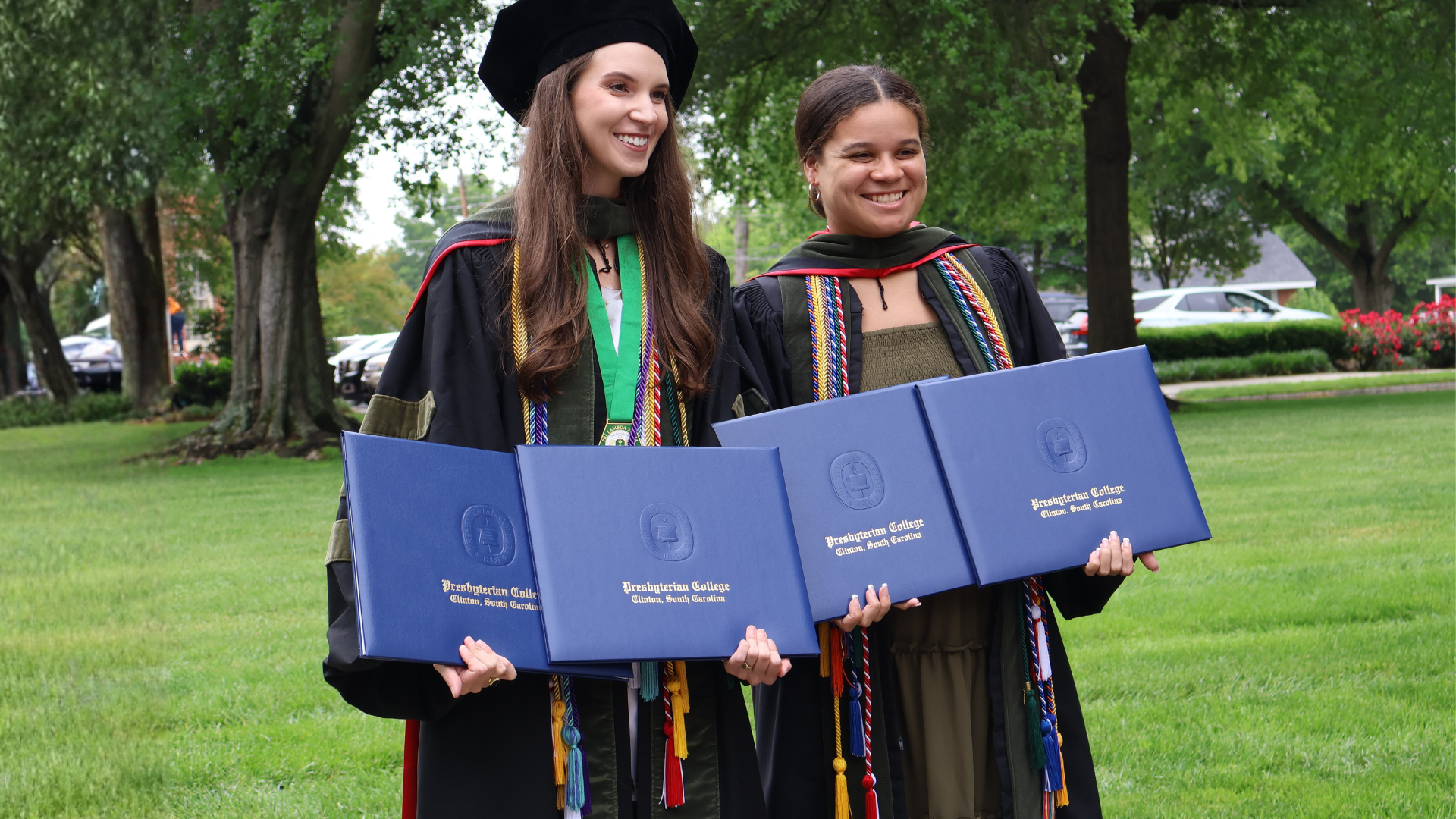 Two pharmacy students who earned dual degrees