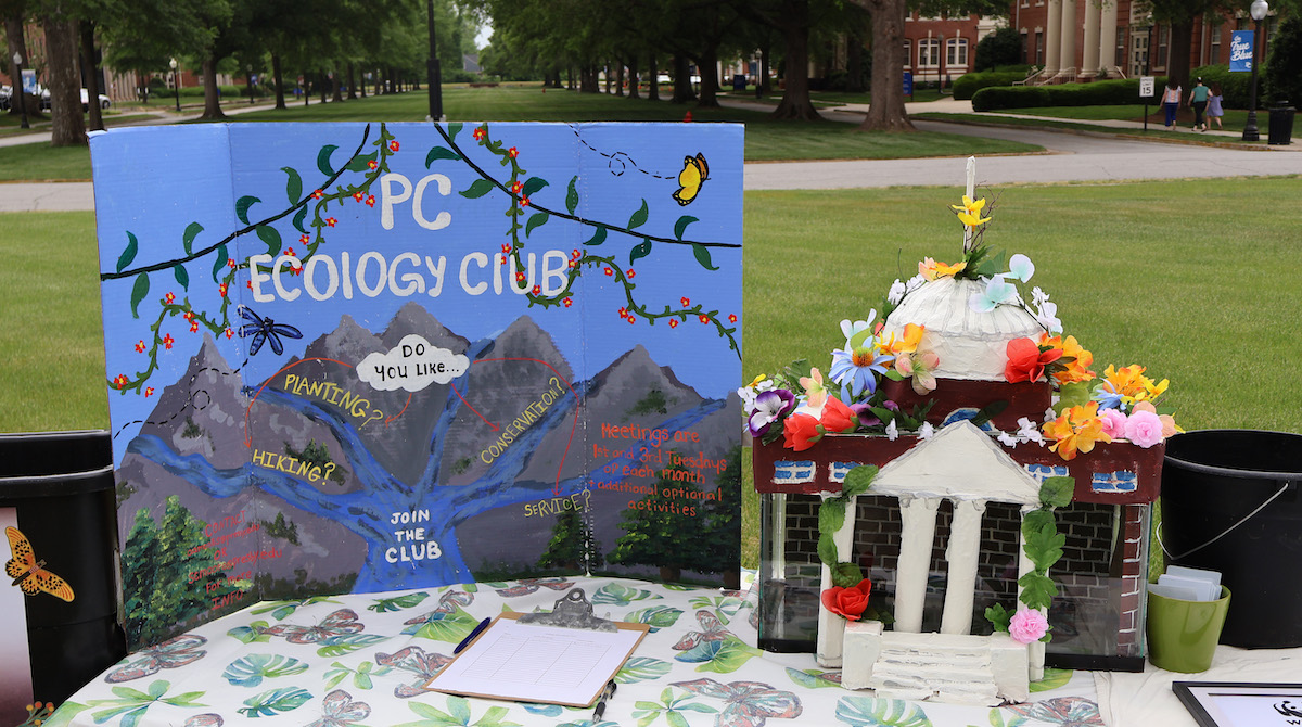The Ecology Club table at the 2025 Earth Day celebration at Presbyterian College.