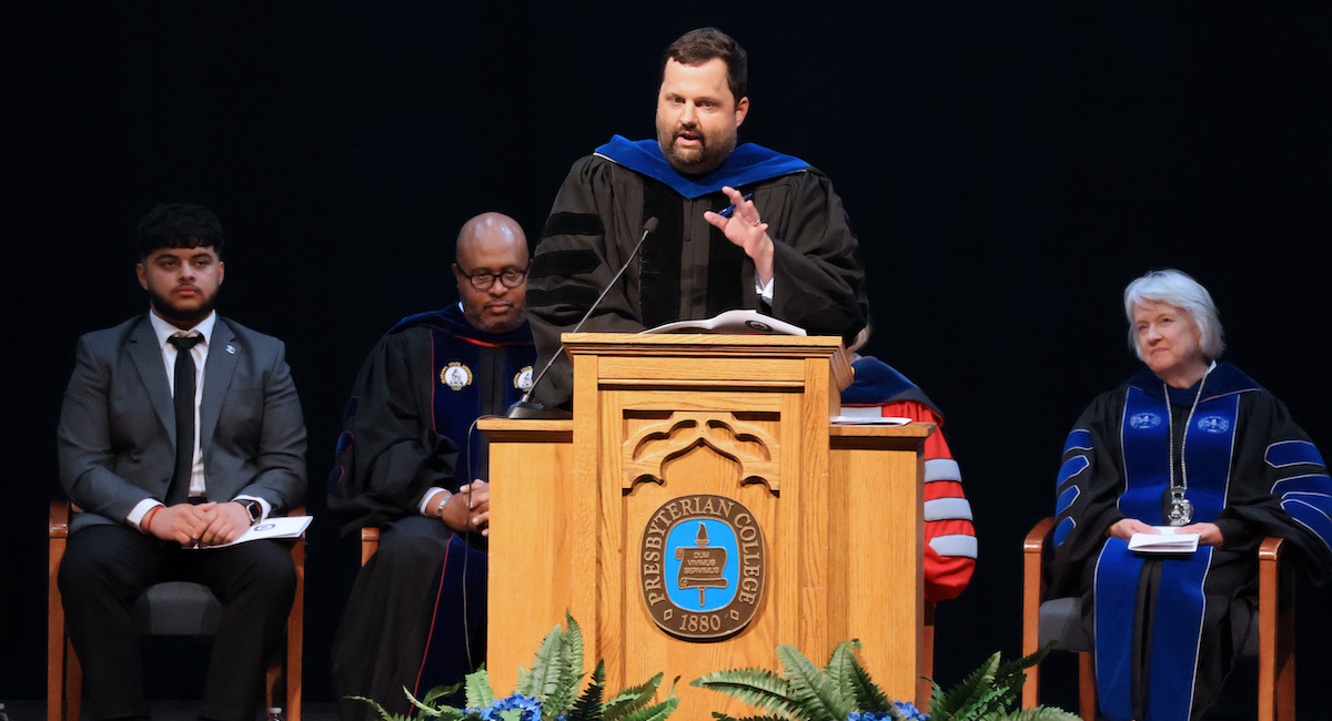 Dr. Austin Shull, associate professor of biology and a 2011 graduate of Presbyterian College, was named Professor of the Year by his alma mater.