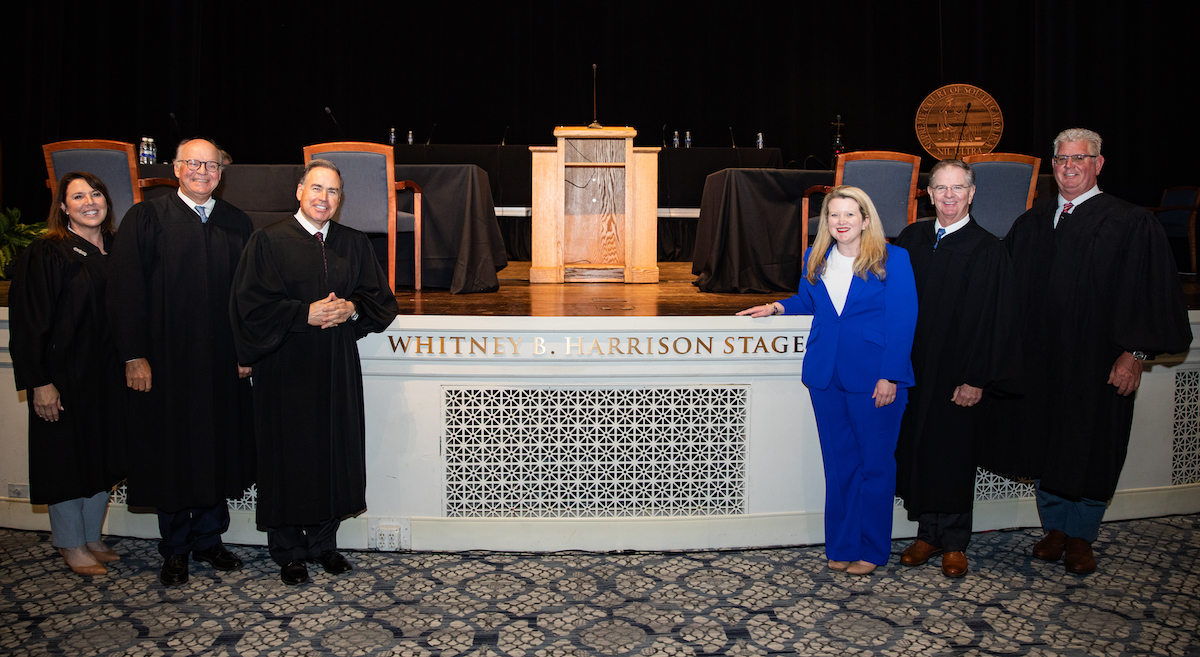 The Supreme Court of South Carolina at Presbyterian College with alumna Whitney Harrison '07.