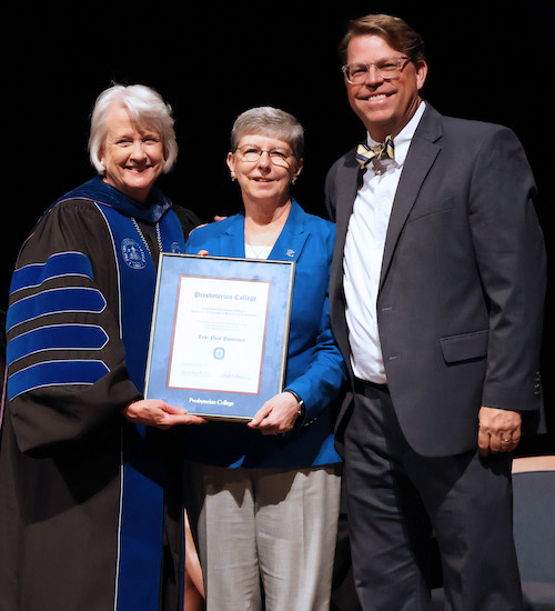 Leni Patterson '83 was awarded the 2026 Martha Anne Green Service to College and Church Award presented annually by PC and First Presbyterian Church of Clinton.