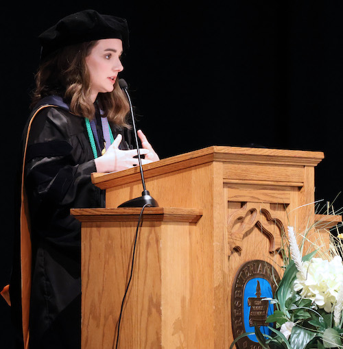 Dr. Karen McWaters was the commencement speaker at the 2026 Occupational Therapy Doctoral program hooding ceremony on May 2.