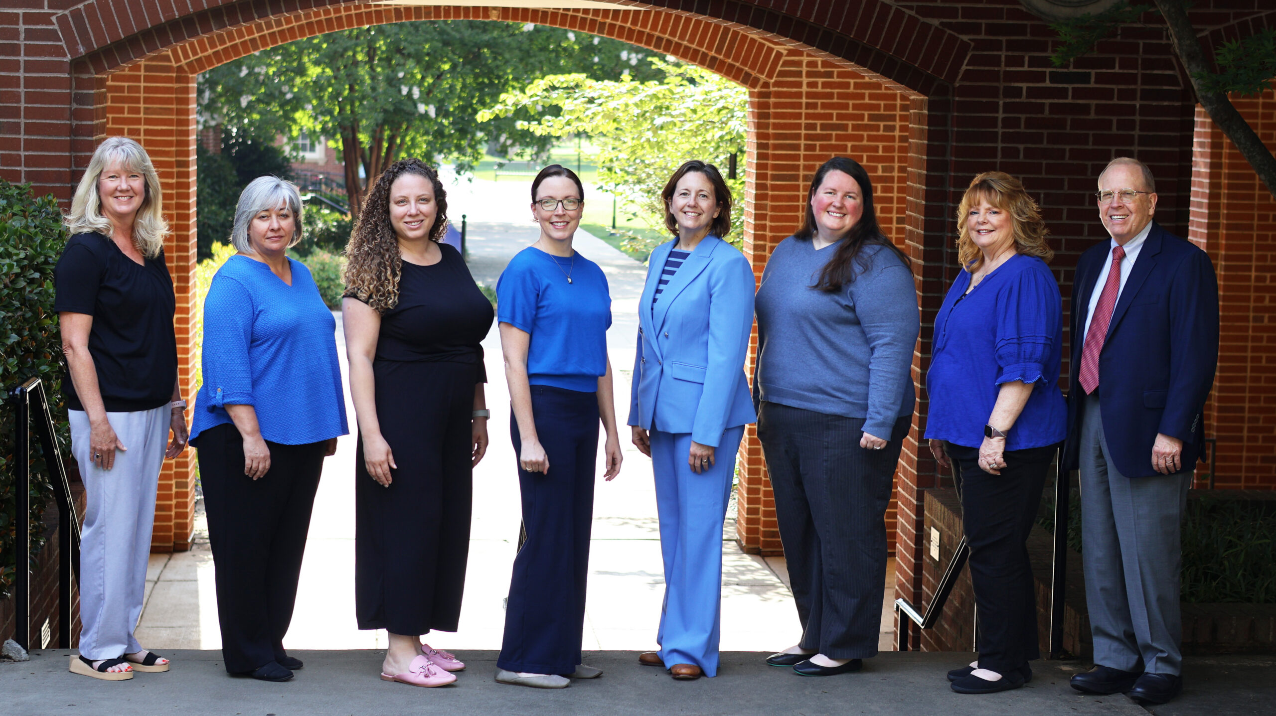 Presbyterian College Physician Assistant (PA) Studies faculty and staff group photo, taken on PC's campus in South Carolina.