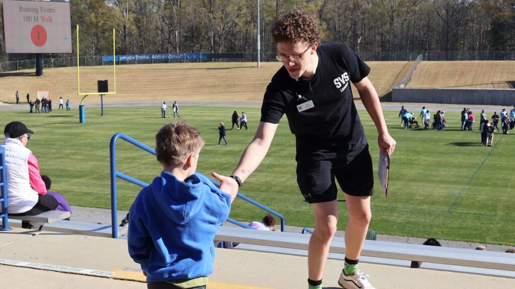 Student Volunteer Services leader Lyle Jones '26 at the Special Olympics in spring 2026.
