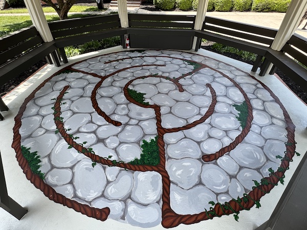 The finished labyrinth inside Presbyterian Colleges new Peace Pavilion.