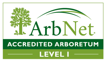 ArbNet badge indicating PC is a Level 1 accredited arboretum listed on the Morton Register of Arboreta.