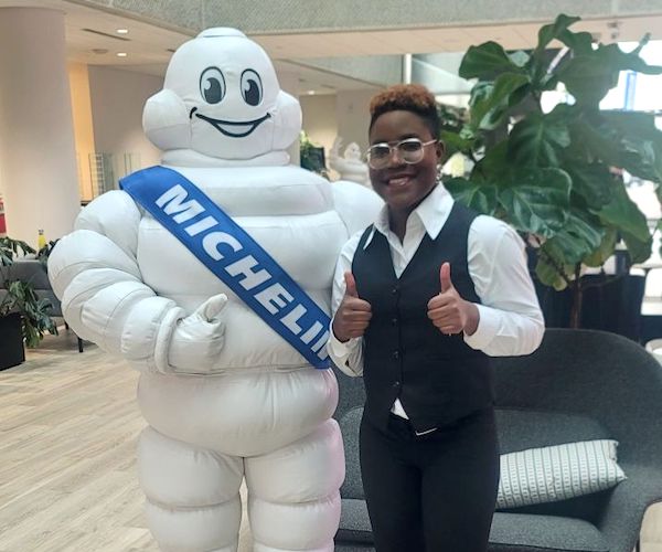 Presbyterian College student Chale McCalpin at her internship with Michelin Corp.
