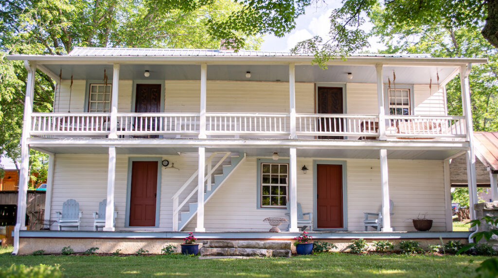 A farmhouse on Fall Rock Farm in Tennessee that was remodeled to house students form Presbyterian College for a two-week field biology course.