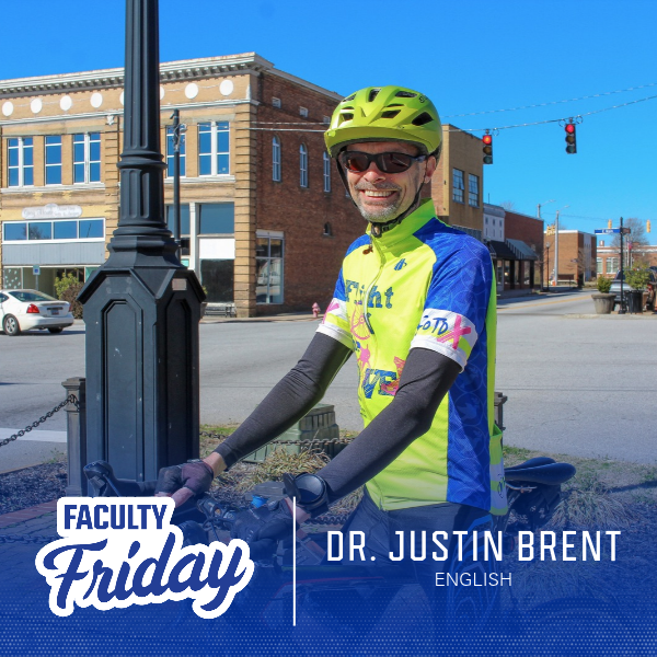 PC English professor Dr. Justin Brent for Faculty Friday feature.