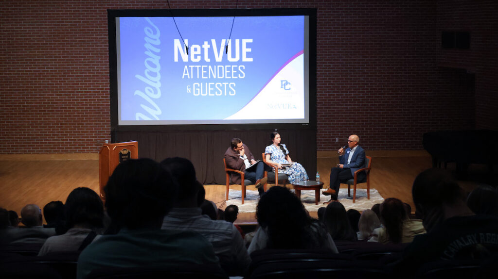 A panel discussion in Edmunds Hall for the regional NetVUE conference hosted by Presbyterian College.
