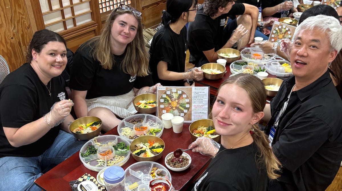 Korea Scholars in South Korea having dinner with their hosts in Daejeon.