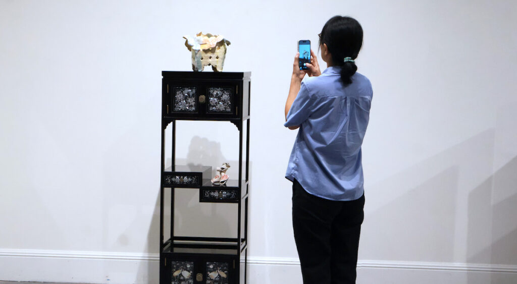 A scene from “Threads of Time: The Living Traditions of Korean Art,” an exhibition exploring Korean artistic traditions across generations and media being held in the Harper Gallery at PC.